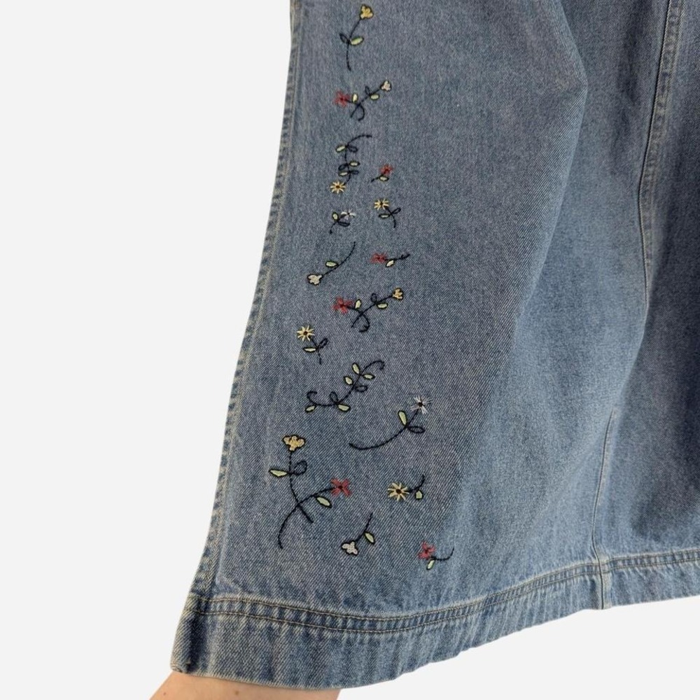 Vintage 90s Disney Store Mickey Mouse Embroidered Denim Midi Skirt Plus 3X - Picture 6 of 8